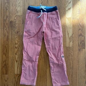 Boden Red and White Striped Pants with Blue Waistband